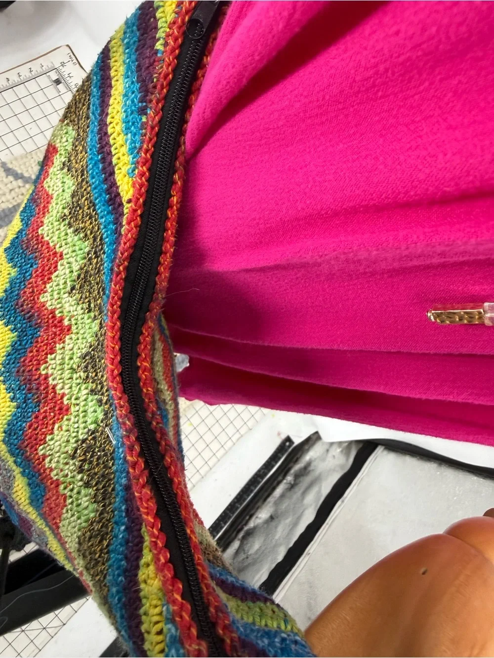 BAMBOO threads Bohemian Multicolor Handcrafted Cotton Knit Crossbody bag